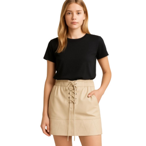 Sandro Cream Midi Pencil Skirt with Tie Front size 2 Sandro